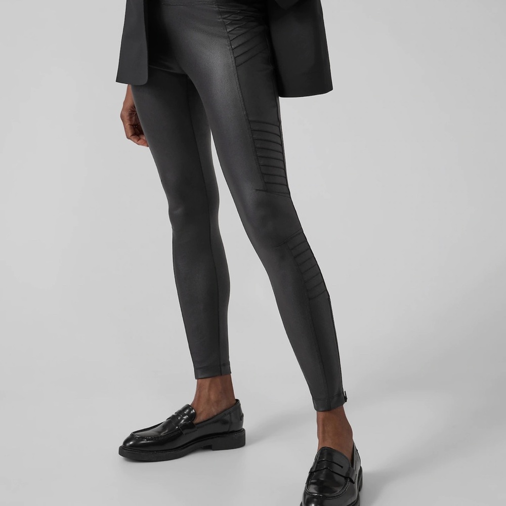 Athleta Delancy Moto Gleam Leggings Black M